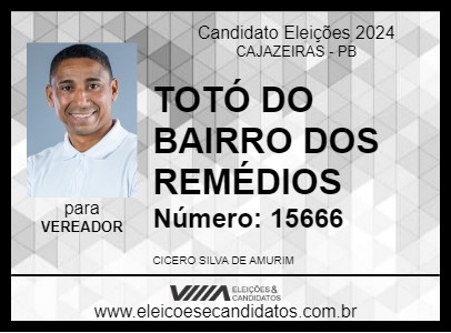 Candidato TOTÓ DO BAIRRO DOS REMÉDIOS 2024 - CAJAZEIRAS - Eleições