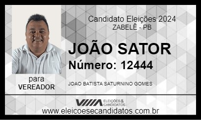 Candidato JOÃO SATOR 2024 - ZABELÊ - Eleições