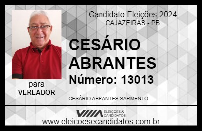 Candidato CESÁRIO ABRANTE 2024 - CAJAZEIRAS - Eleições