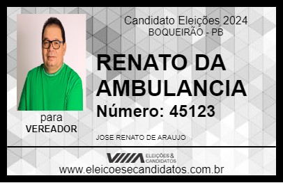 Candidato RENATO DA AMBULANCIA 2024 - BOQUEIRÃO - Eleições