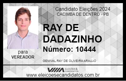 Candidato RAY DE DADAZINHO 2024 - CACIMBA DE DENTRO - Eleições