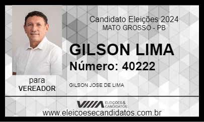 Candidato GILSON LIMA 2024 - MATO GROSSO - Eleições