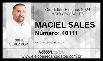 Candidato MACIEL SALES 2024 - MATO GROSSO - Eleições