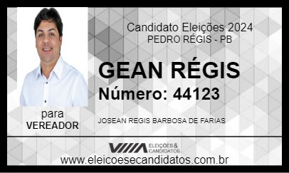 Candidato GEAN RÉGIS 2024 - PEDRO RÉGIS - Eleições