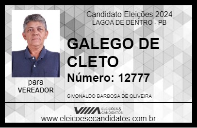 Candidato GALEGO DE CLETO 2024 - LAGOA DE DENTRO - Eleições