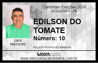 Candidato EDILSON DO TOMATE 2024 - BOQUEIRÃO - Eleições