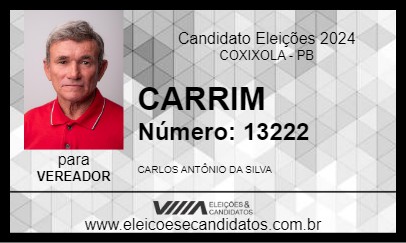 Candidato CARRIM 2024 - COXIXOLA - Eleições