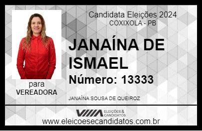 Candidato JANAÍNA DE ISMAEL 2024 - COXIXOLA - Eleições