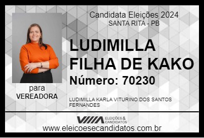 Candidato LUDIMILLA FILHA DE KAKO 2024 - SANTA RITA - Eleições