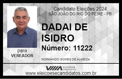 Candidato DADAI DE ISIDRO 2024 - SÃO JOÃO DO RIO DO PEIXE - Eleições