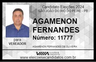 Candidato AGAMENON FERNANDES 2024 - SÃO JOÃO DO RIO DO PEIXE - Eleições