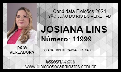 Candidato JOSIANA LINS 2024 - SÃO JOÃO DO RIO DO PEIXE - Eleições