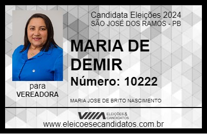 Candidato MARIA DE DEMIR 2024 - SÃO JOSÉ DOS RAMOS - Eleições