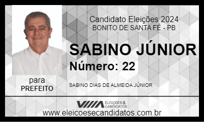 Candidato SABINO JÚNIOR 2024 - BONITO DE SANTA FÉ - Eleições