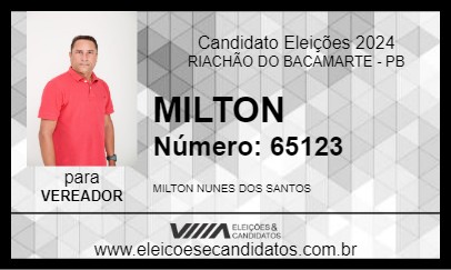 Candidato MILTON 2024 - RIACHÃO DO BACAMARTE - Eleições