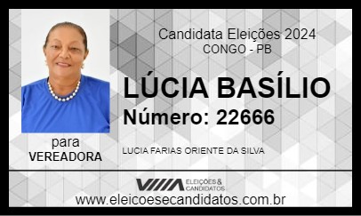 Candidato LÚCIA BASÍLIO 2024 - CONGO - Eleições