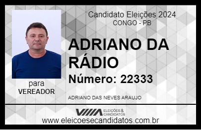 Candidato ADRIANO DA RÁDIO 2024 - CONGO - Eleições