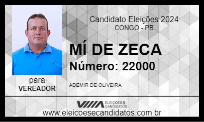 Candidato MÍ DE ZECA 2024 - CONGO - Eleições