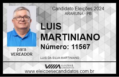 Candidato LUIS MARTINIANO 2024 - ARARUNA - Eleições