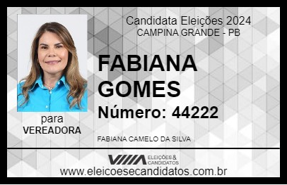 Candidato FABIANA GOMES 2024 - CAMPINA GRANDE - Eleições