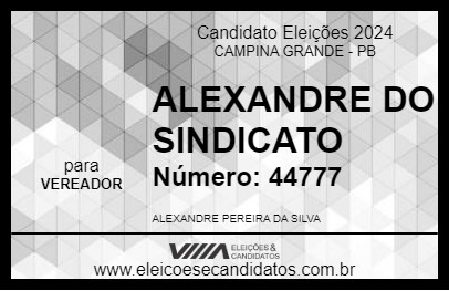 Candidato ALEXANDRE DO SINDICATO 2024 - CAMPINA GRANDE - Eleições