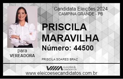 Candidato PRISCILA MARAVILHA 2024 - CAMPINA GRANDE - Eleições