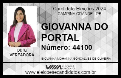 Candidato GIOVANNA DO PORTAL 2024 - CAMPINA GRANDE - Eleições