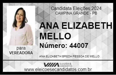 Candidato ANA ELIZABETH MELLO 2024 - CAMPINA GRANDE - Eleições