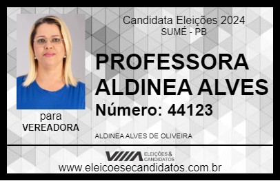 Candidato PROFESSORA ALDINEA ALVES 2024 - SUMÉ - Eleições