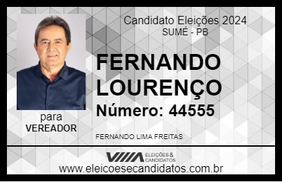 Candidato FERNANDO LOURENÇO 2024 - SUMÉ - Eleições