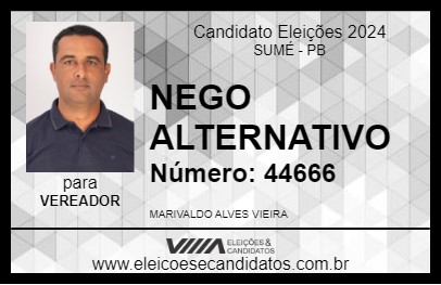 Candidato NEGO ALTERNATIVO 2024 - SUMÉ - Eleições