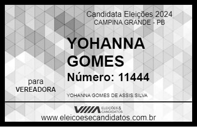 Candidato YOHANNA GOMES 2024 - CAMPINA GRANDE - Eleições