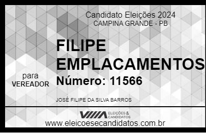 Candidato FILIPE EMPLACAMENTOS 2024 - CAMPINA GRANDE - Eleições