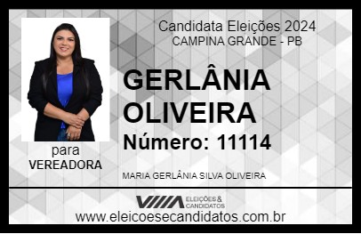 Candidato GERLÂNIA OLIVERA 2024 - CAMPINA GRANDE - Eleições