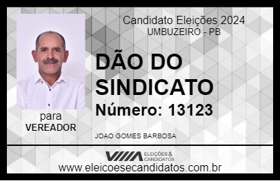 Candidato DÃO DO SINDICATO 2024 - UMBUZEIRO - Eleições