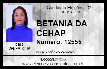 Candidato BETANIA DA CEHAP 2024 - SOUSA - Eleições