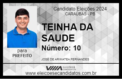 Candidato TEINHA DA SAUDE 2024 - CARAÚBAS - Eleições