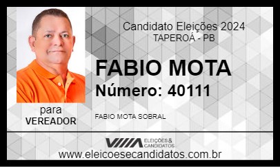 Candidato FABIO MOTA 2024 - TAPEROÁ - Eleições