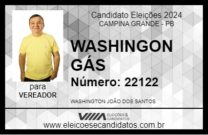 Candidato WASHINGON GÁS 2024 - CAMPINA GRANDE - Eleições