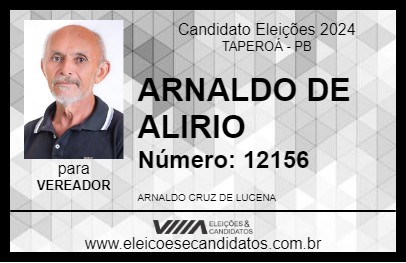 Candidato ARNALDO DE ALIRIO 2024 - TAPEROÁ - Eleições