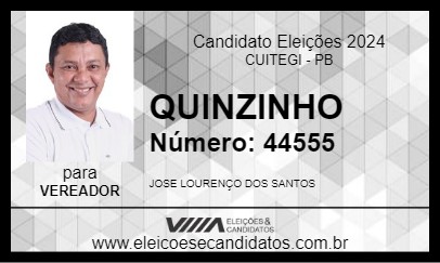 Candidato QUINZINHO 2024 - CUITEGI - Eleições