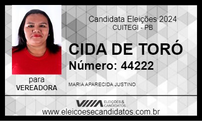 Candidato CIDA DE TORÓ 2024 - CUITEGI - Eleições