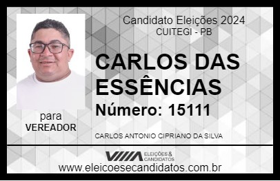 Candidato CARLOS DAS ESSÊNCIAS 2024 - CUITEGI - Eleições