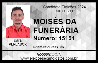 Candidato MOISÉS DA FUNERÁRIA 2024 - CUITEGI - Eleições