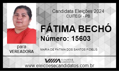 Candidato FÁTIMA BECHÓ 2024 - CUITEGI - Eleições