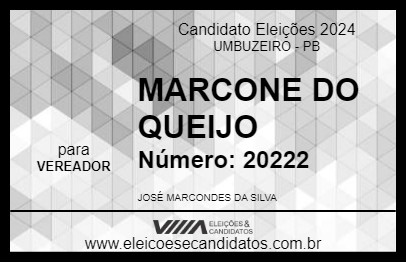 Candidato MARCONE DO QUEIJO 2024 - UMBUZEIRO - Eleições