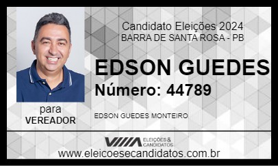 Candidato EDSON GUEDES 2024 - BARRA DE SANTA ROSA - Eleições