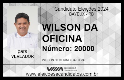 Candidato WILSON DA OFICINA 2024 - BAYEUX - Eleições