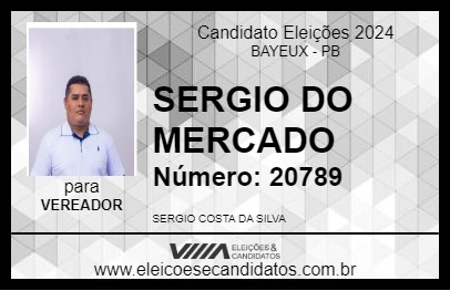 Candidato SERGIO DO MERCADO 2024 - BAYEUX - Eleições