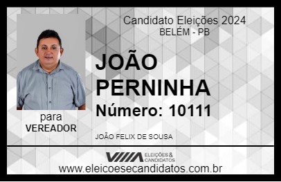 Candidato JOÃO PERNINHA 2024 - BELÉM - Eleições